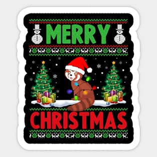 Funny Red Panda Animal Lover Xmas Lighting Red Panda Christmas Sticker